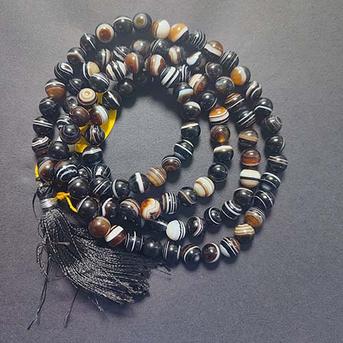 Black Sulemani Agate 8mm Mala